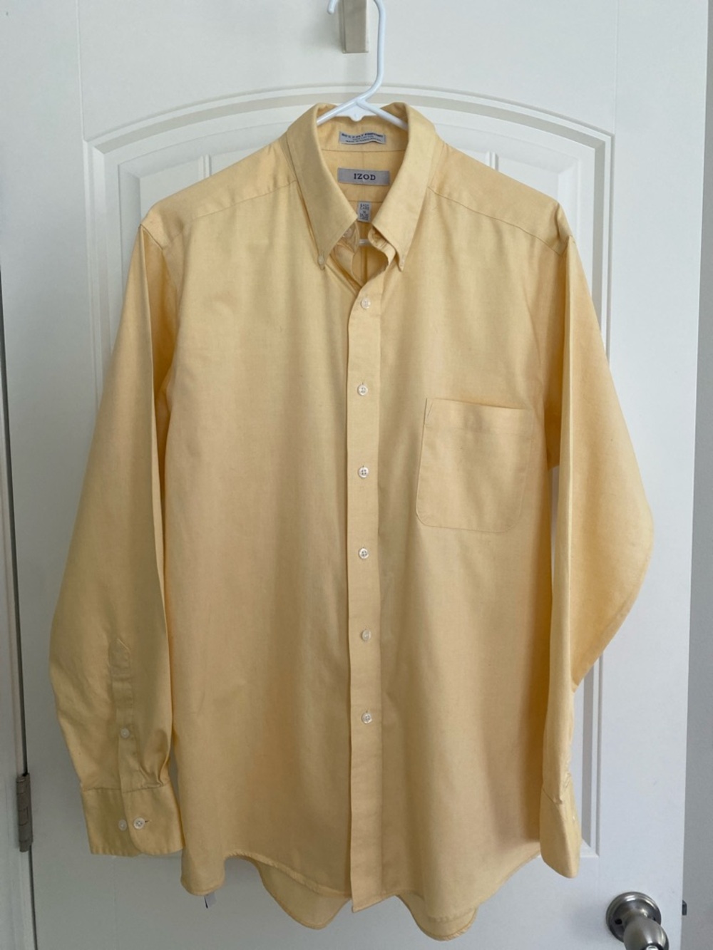 Izod Men's Pale Yellow Long-Sleeve Button-Down Shirt 16  34/35L